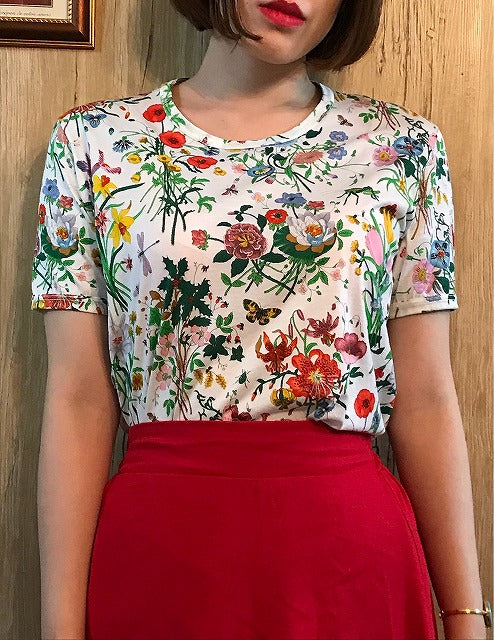 OLD Gucci フローラ コットンＴシャツ（白）