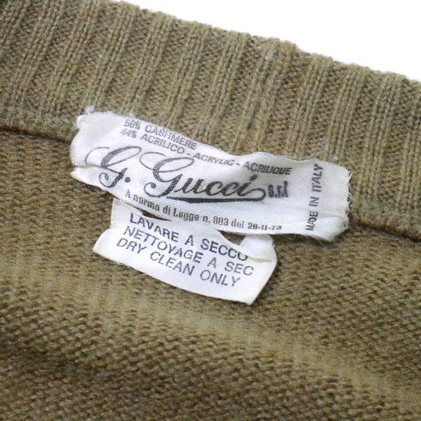OLD Gucci カシミヤ混GボタンVネックカーディガン（オリーブ）