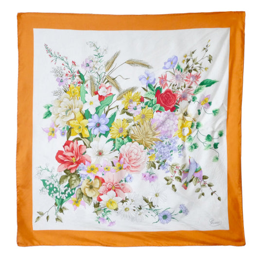 OLD Gucci フローラ 大判シルクスカーフ（オレンジ系）