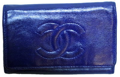 CHANEL　ラム革キーケース（青）