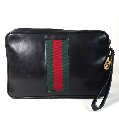 OLD Gucci 縦シェリークラッチバッグ（黒）