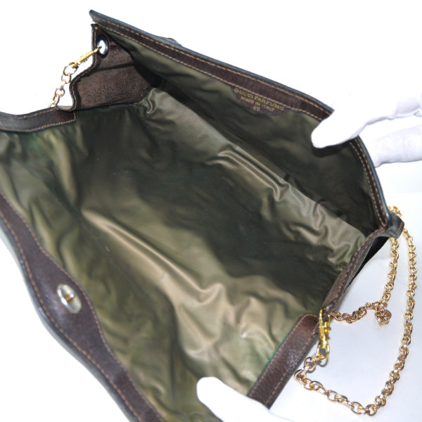 OLD Gucci  チェーン付クラッチバッグ（茶）