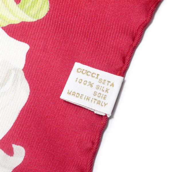 OLD Gucci フローラ 大判シルクスカーフ（赤/紺系）