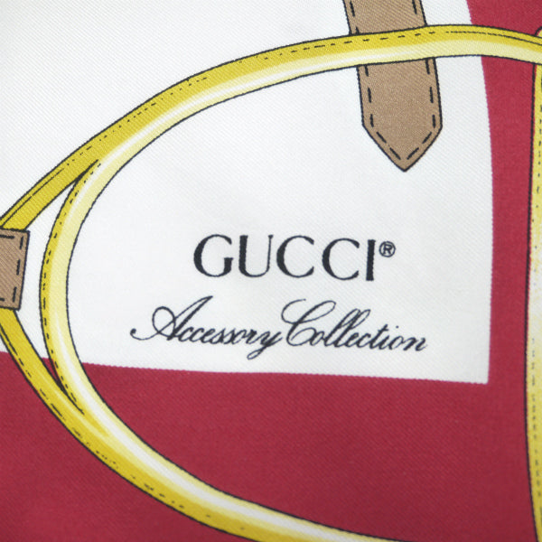 OLD Gucci アクセコ フローラ大判シルクスカーフ（深赤系）
