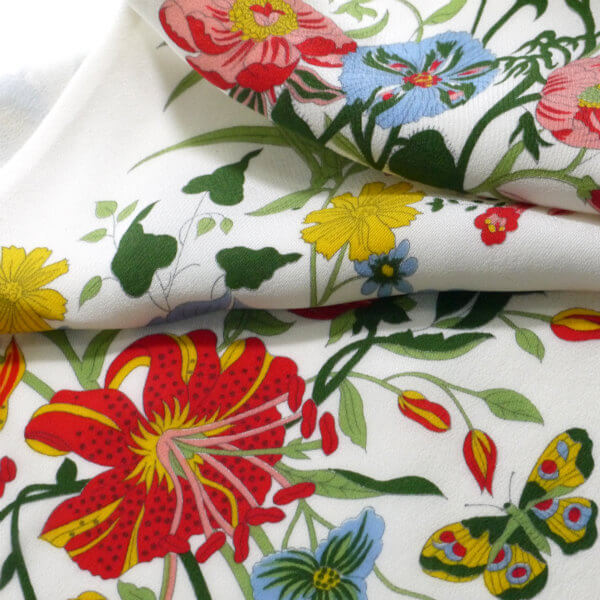 OLD Gucci　シルクツイル フローラ ネックボウ（紺系）