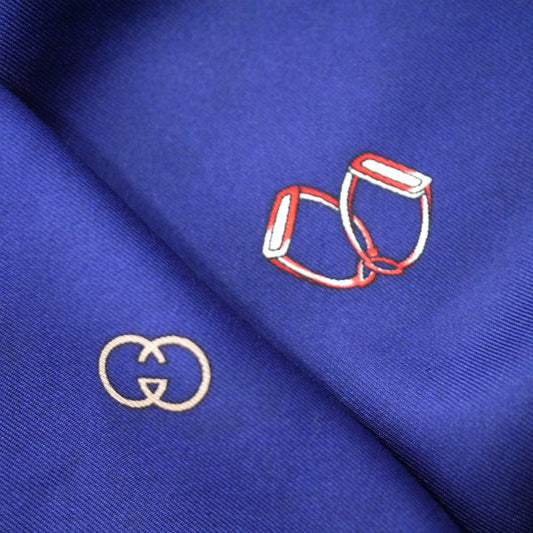 OLD Gucci　アクセコ ビット＆GG柄大判シルクスカーフ（青系）