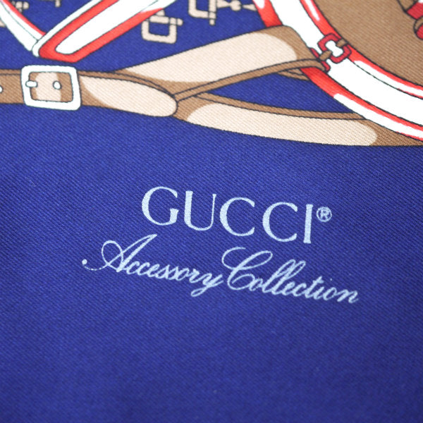 OLD Gucci　アクセコ ビット＆GG柄大判シルクスカーフ（青系）
