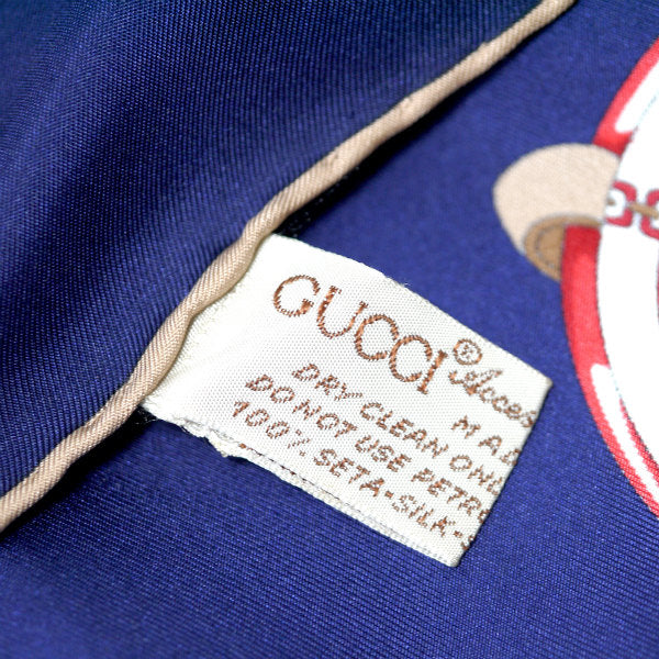 OLD Gucci　アクセコ ビット＆GG柄大判シルクスカーフ（青系）