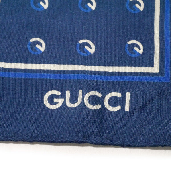 GUCCI　シルクスカーフ　紺×グリーン　オールドグッチ・ビンテージ スカーフ グッチ Gucci シルクスカーフ ヴィンテージグッチ