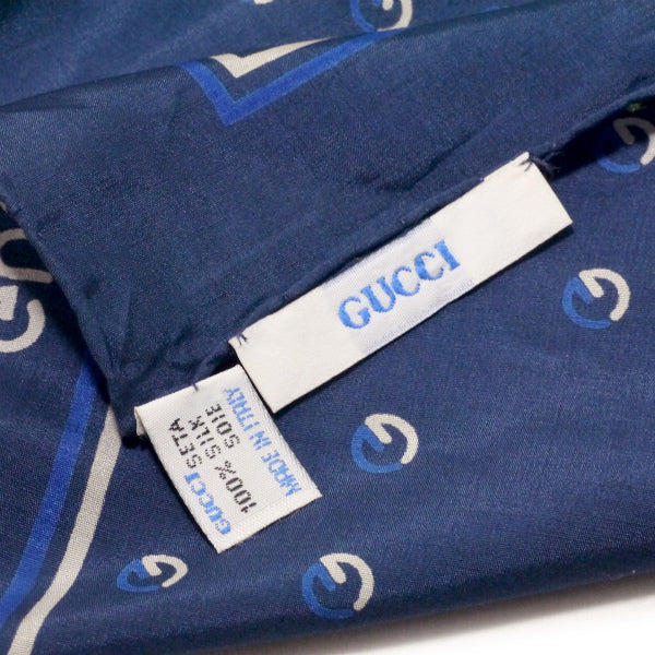 OLD Gucci　GG柄 中判シルクスカーフ（紺系）