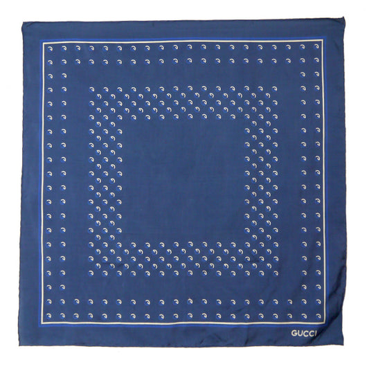 OLD Gucci　GG柄 中判シルクスカーフ（紺系）
