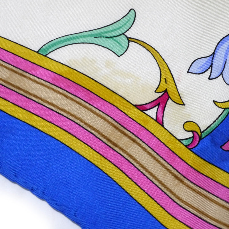 OLD Gucci　ダマスク柄シルク大判スカーフ（青系）