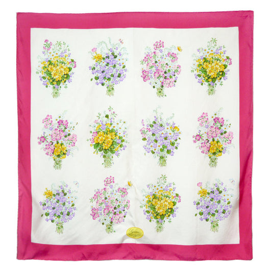 OLD Gucci　アクセコ フローラ大判シルクスカーフ（ピンク系）