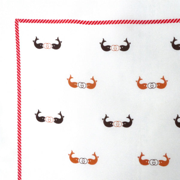 OLD Gucci　レア！クジラG柄 大判シルクスカーフ（白系）