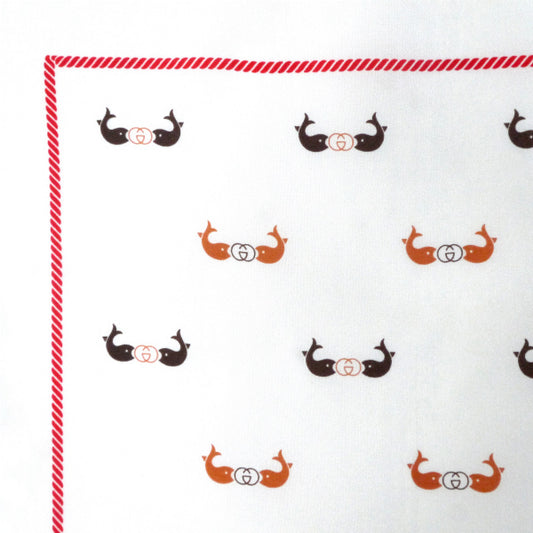 OLD Gucci　レア！クジラG柄 大判シルクスカーフ（白系）