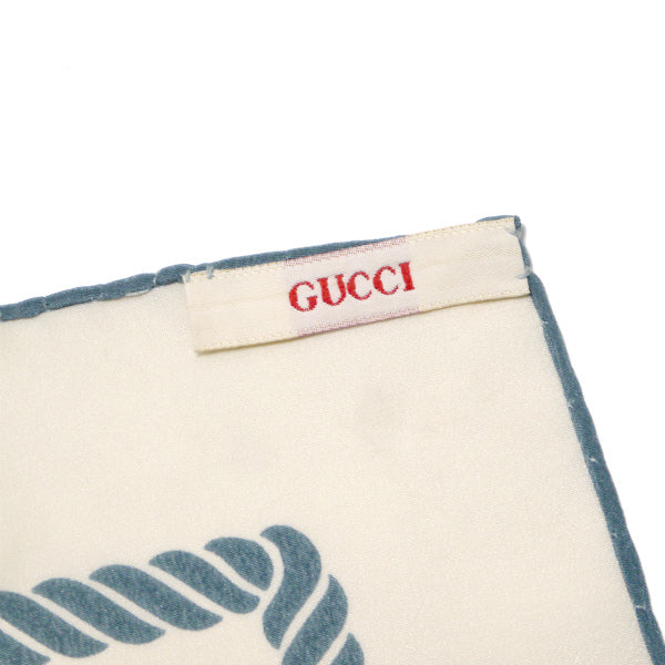 OLD Gucci　レア！クジラG柄 大判シルクスカーフ（白系）