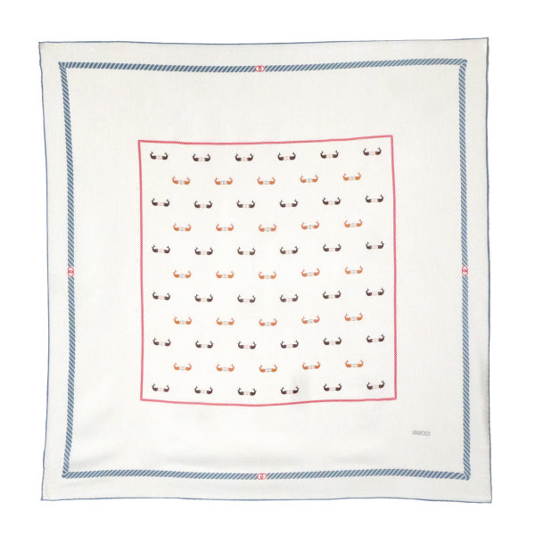 OLD Gucci　レア！クジラG柄 大判シルクスカーフ（白系）