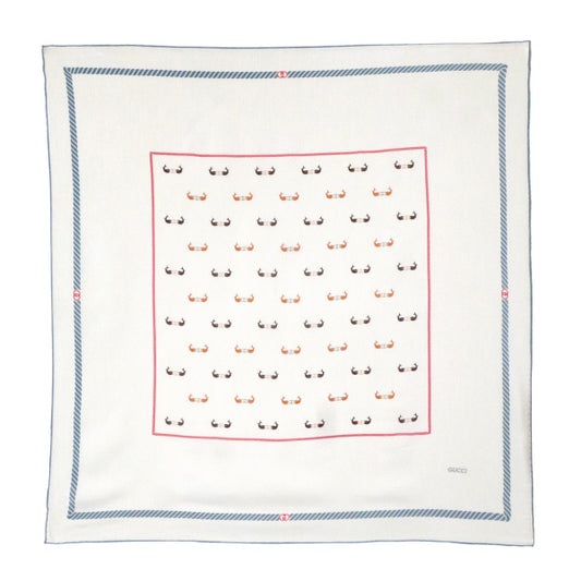 OLD Gucci　レア！クジラG柄 大判シルクスカーフ（白系）