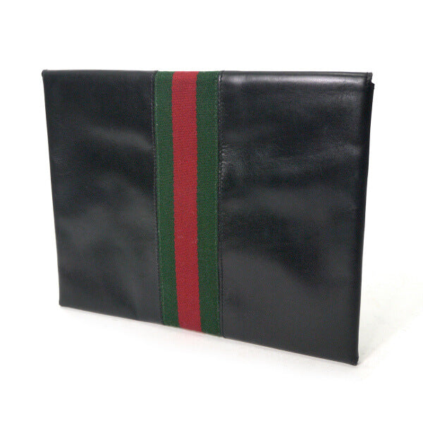 OLD Gucci レターカット総革シェリークラッチ＆ポーチ（黒）