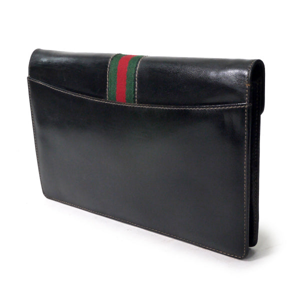 OLD Gucci 総革シェリークラッチバッグ（黒）