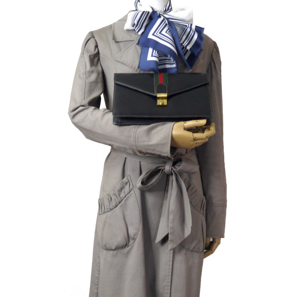 OLD Gucci 総革シェリークラッチバッグ（黒）