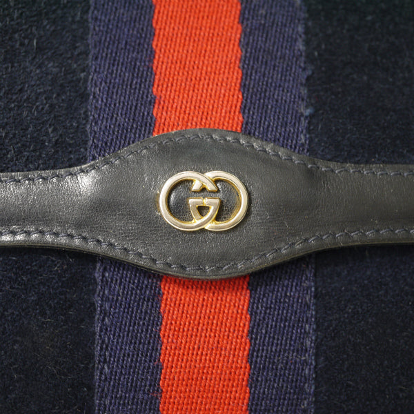 OLD Gucci Parfums  スエード シェリークラッチバッグ（濃紺）