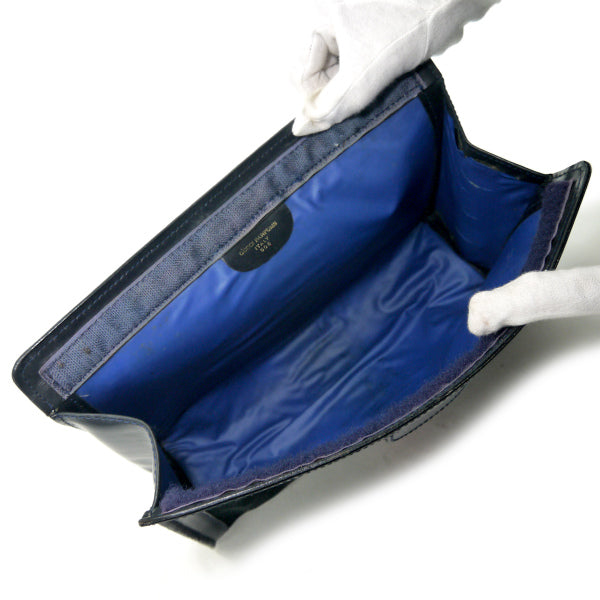 OLD Gucci Parfums スエードレザー シェリークラッチバッグ（濃紺