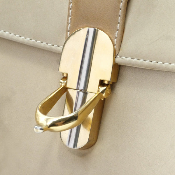 OLD Gucci　＜訳あり＞ビット金具総革2WAYショルダー（ベージュ）