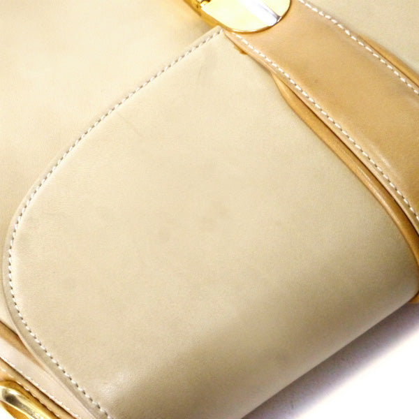 OLD Gucci　＜訳あり＞ビット金具総革2WAYショルダー（ベージュ）