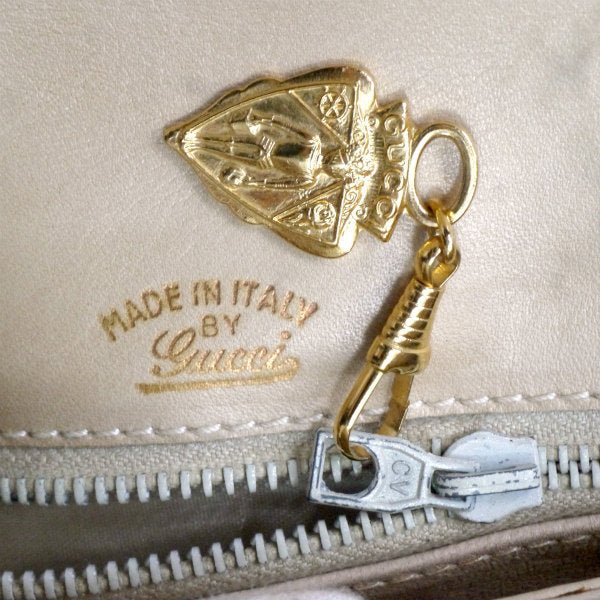 OLD Gucci　＜訳あり＞ビット金具総革2WAYショルダー（ベージュ）