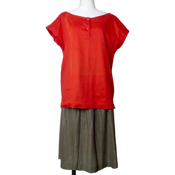 OLD Gucci ロゴ刺繍バッククロスフレンチスリーブTシャツ（赤）