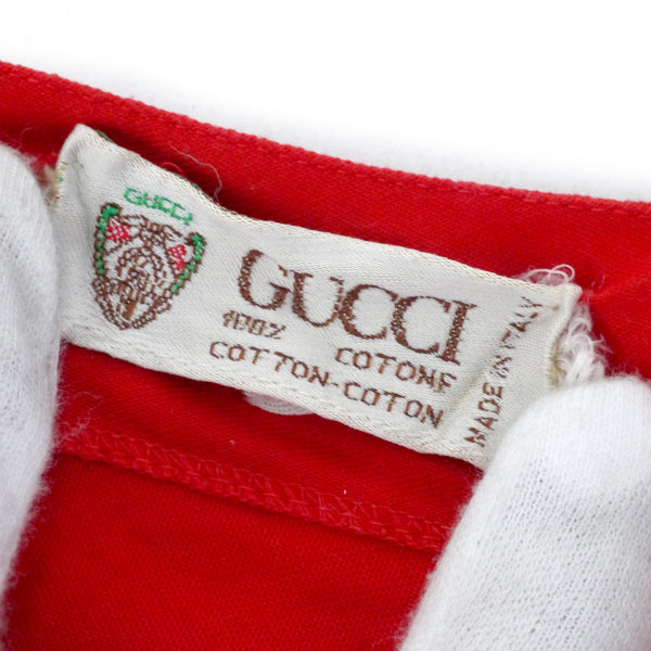 OLD Gucci ロゴ刺繍バッククロスフレンチスリーブTシャツ（赤）