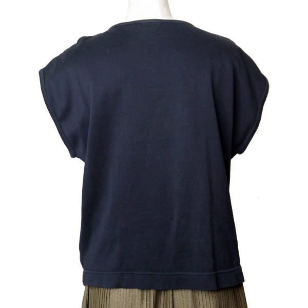 OLD Gucci ロゴ刺繍ブロッキングフレンチスリーブT（紺）