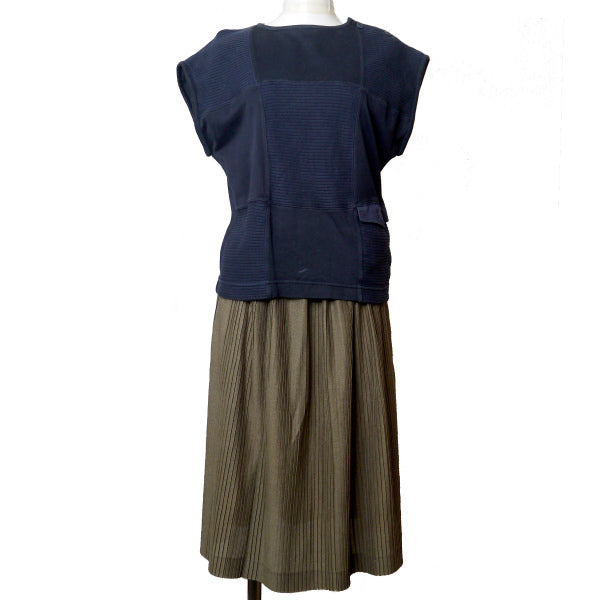 OLD Gucci ロゴ刺繍ブロッキングフレンチスリーブT（紺）