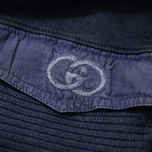 OLD Gucci ロゴ刺繍ブロッキングフレンチスリーブT（紺）