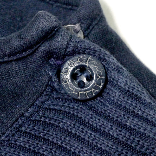 OLD Gucci ロゴ刺繍ブロッキングフレンチスリーブT（紺）