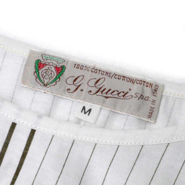 OLD Gucci　ダイヤストライプ柄Tシャツ（白系/オレンジ＆カーキ）