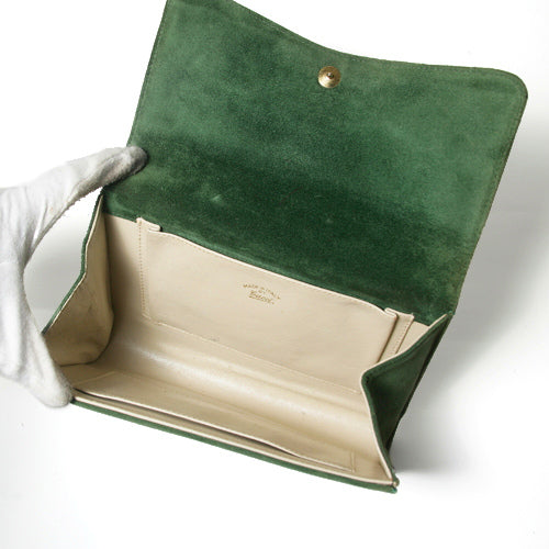 OLD Gucci スエード　ポーチ（グリーン)