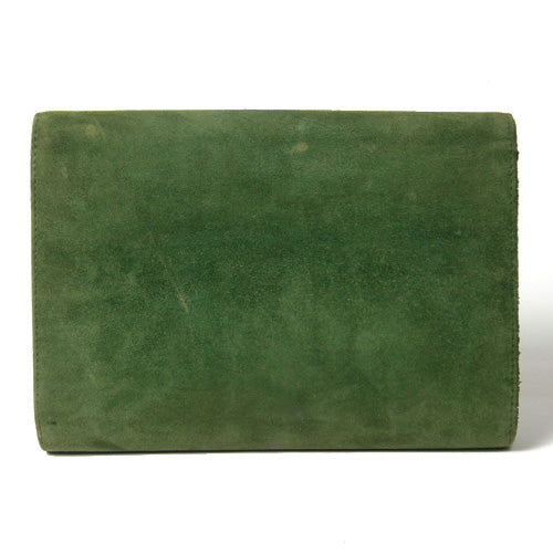 OLD Gucci スエード　ポーチ（グリーン)