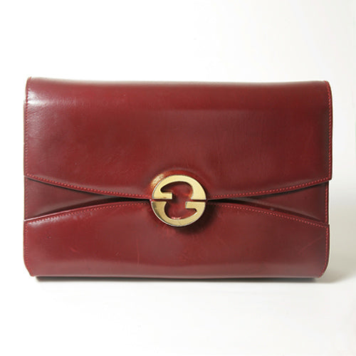 OLD Gucci　ワインレッド総革クラッチバッグ