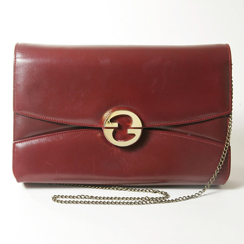 OLD Gucci　ワインレッド総革クラッチバッグ