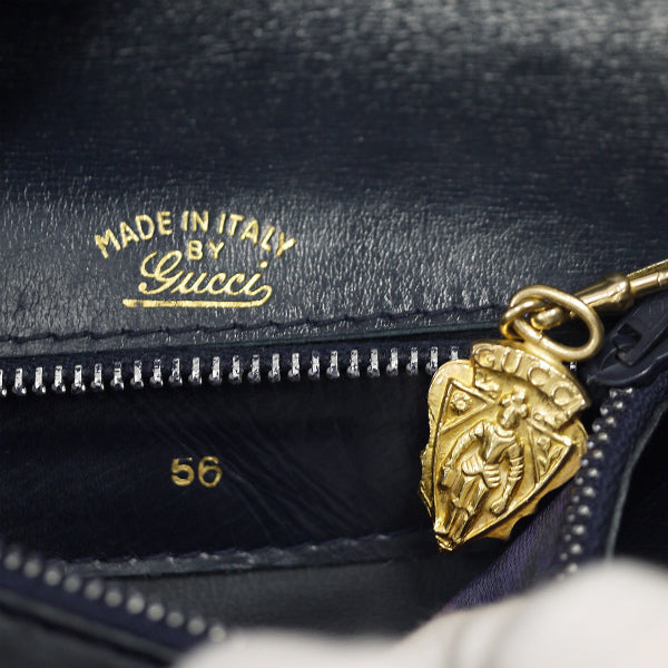 OLD Gucci＜訳あり＞２wayビット金具総革バッグ（濃紺）