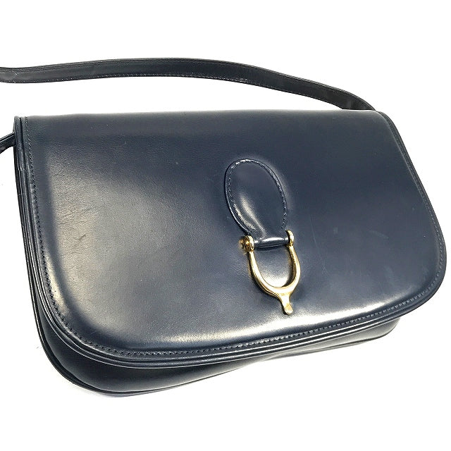 OLD Gucci＜訳あり＞２wayビット金具総革バッグ（濃紺）