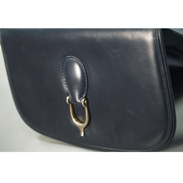 OLD Gucci＜訳あり＞２wayビット金具総革バッグ（濃紺）