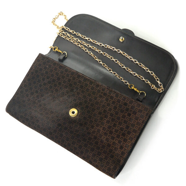 OLD Gucci ＜訳あり＞スクエアGGスエードチェーンショルダー（濃茶）