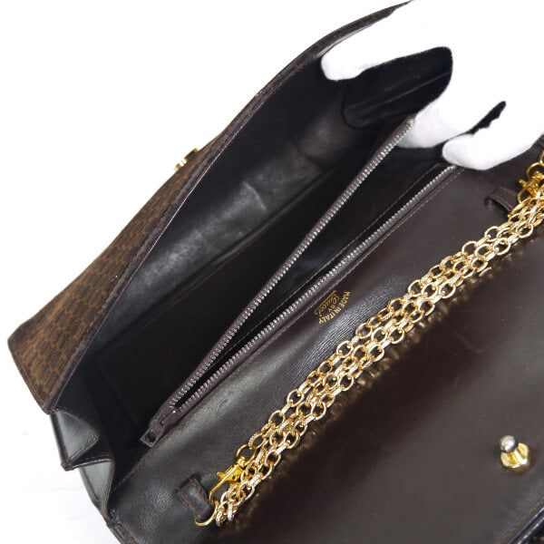 OLD Gucci ＜訳あり＞スクエアGGスエードチェーンショルダー（濃茶）