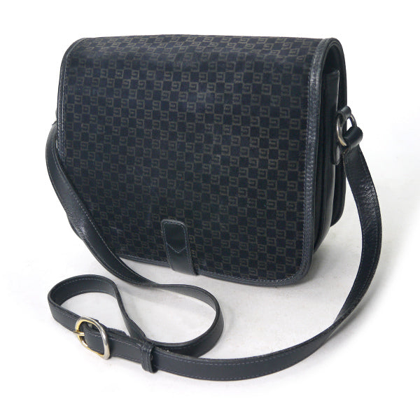 OLD Gucci スクエアGGスエード フック金具ショルダー（濃紺）