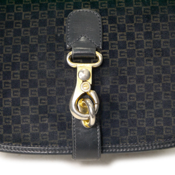 OLD Gucci スクエアGGスエード フック金具ショルダー（濃紺）