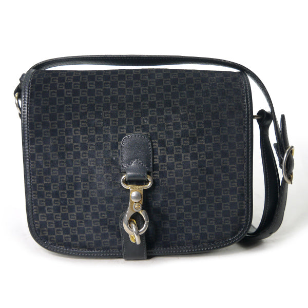 OLD Gucci スクエアGGスエード フック金具ショルダー（濃紺）