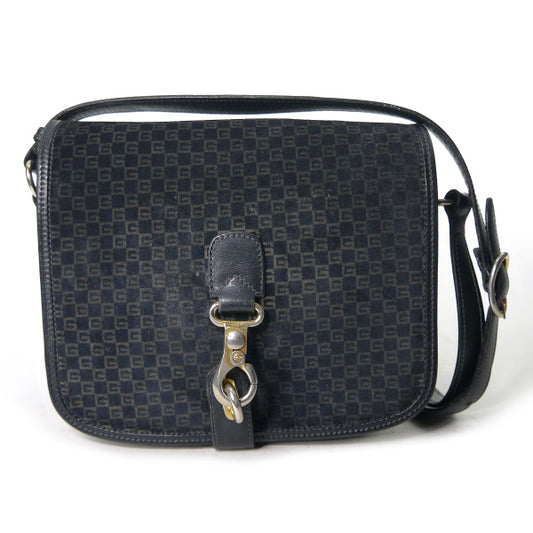 OLD Gucci スクエアGGスエード フック金具ショルダー（濃紺）